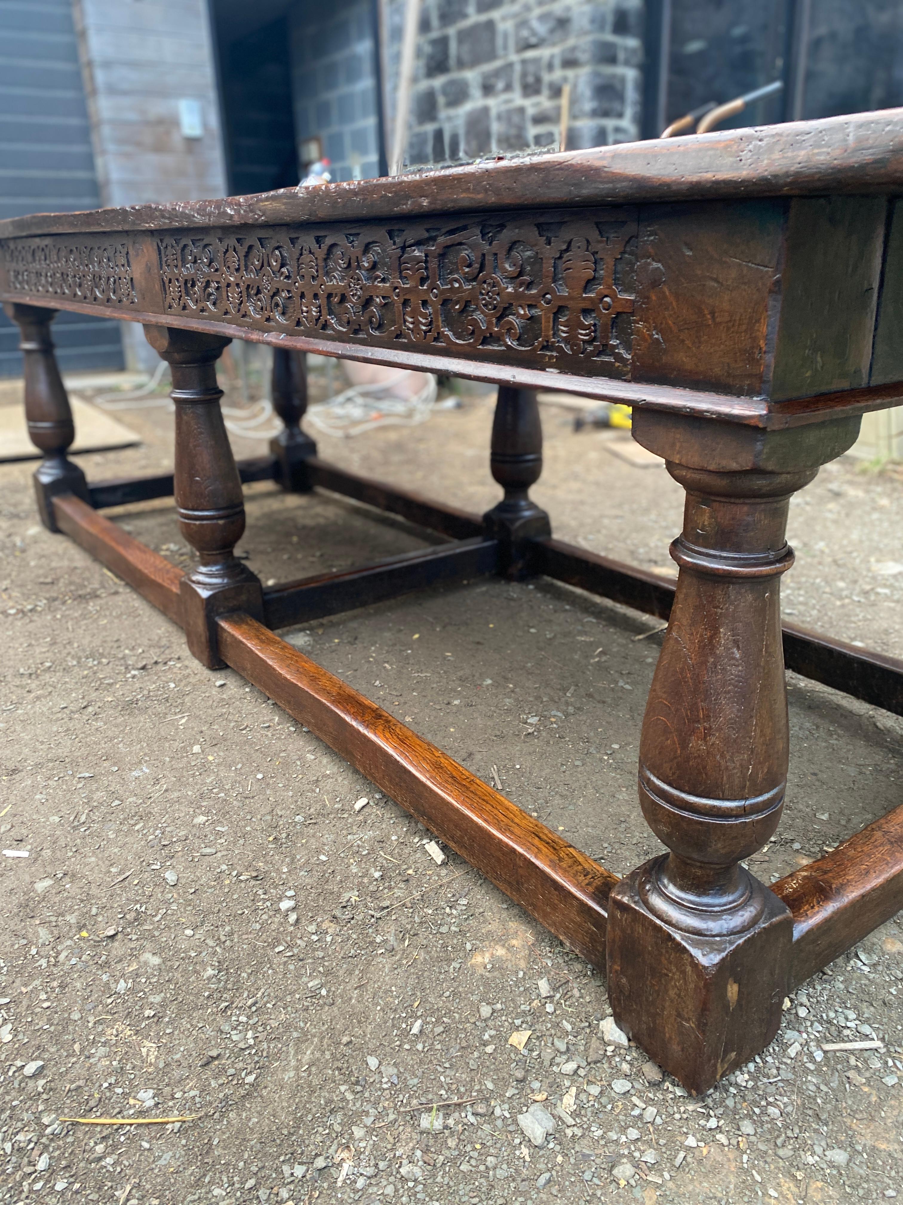 Hand-Crafted 19th Century English Renaissance Console Table with 6 Large Legs