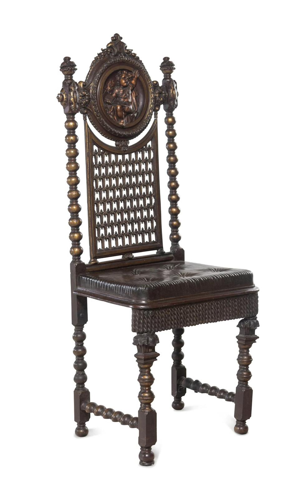 19th Century English Renaissance Revival Style Bronzed Metal Chair For Sale 1