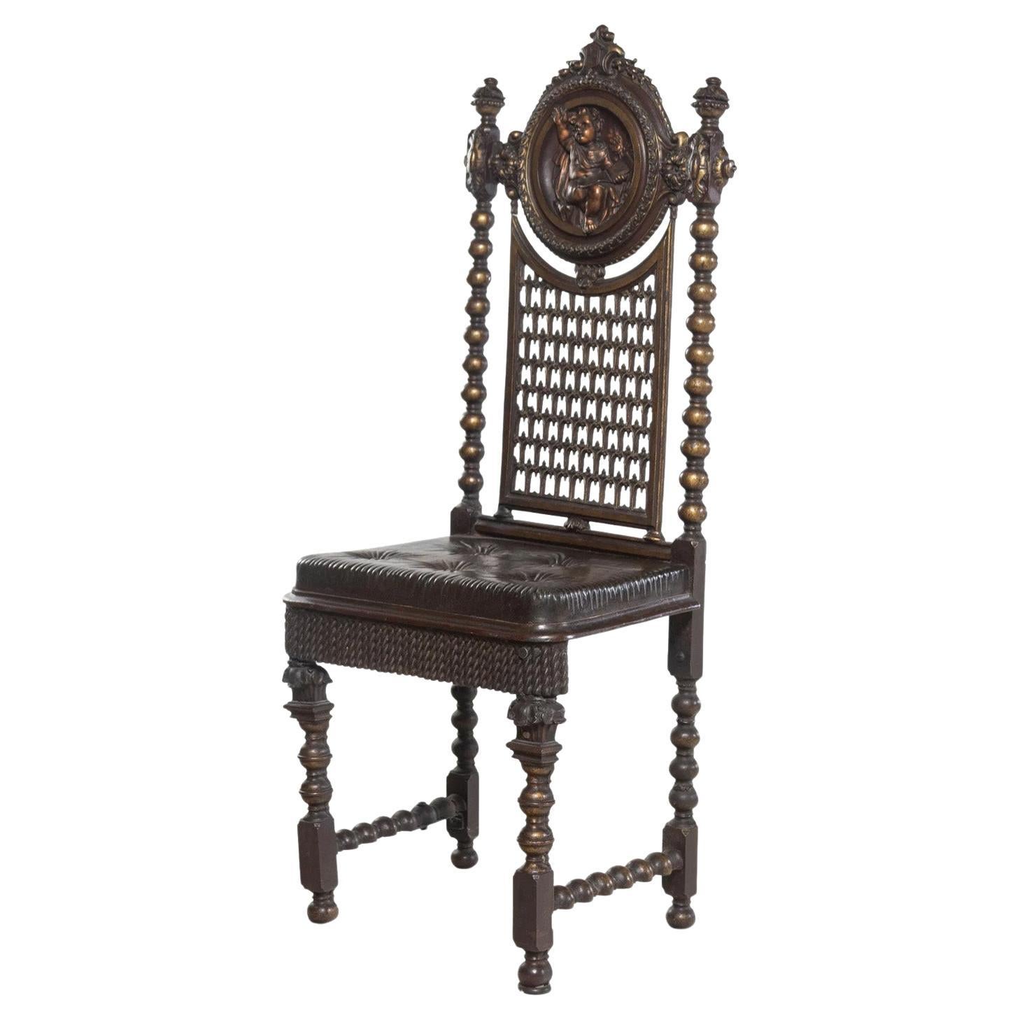 19th Century English Renaissance Revival Style Bronzed Metal Chair For Sale
