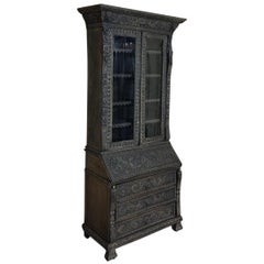 Antique 19th Century English Renaissance Secretary, Bookcase