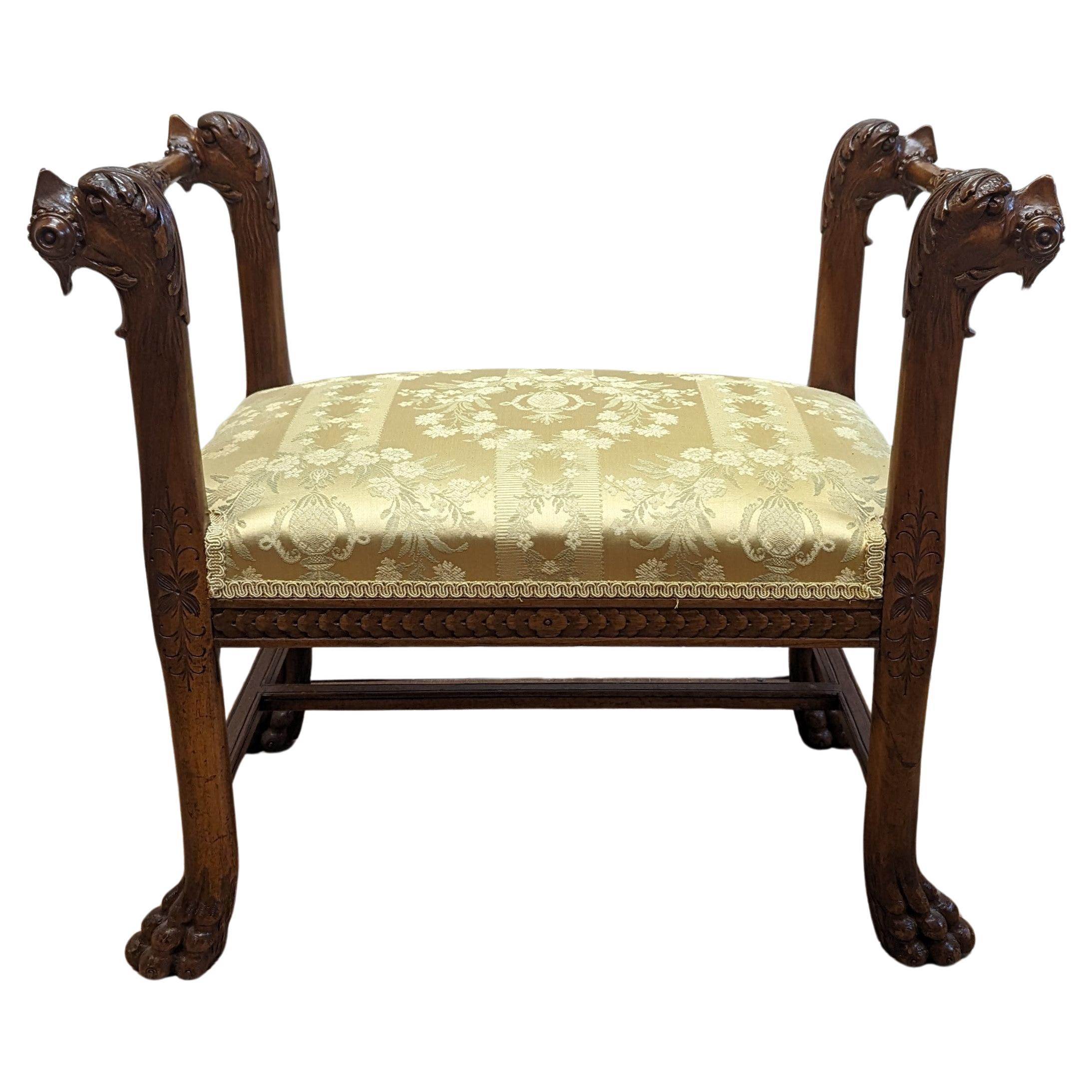 19th Century English Renaissance Style Carved Bench Seat