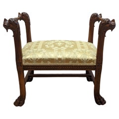 Used 19th Century English Renaissance Style Carved Bench Seat 
