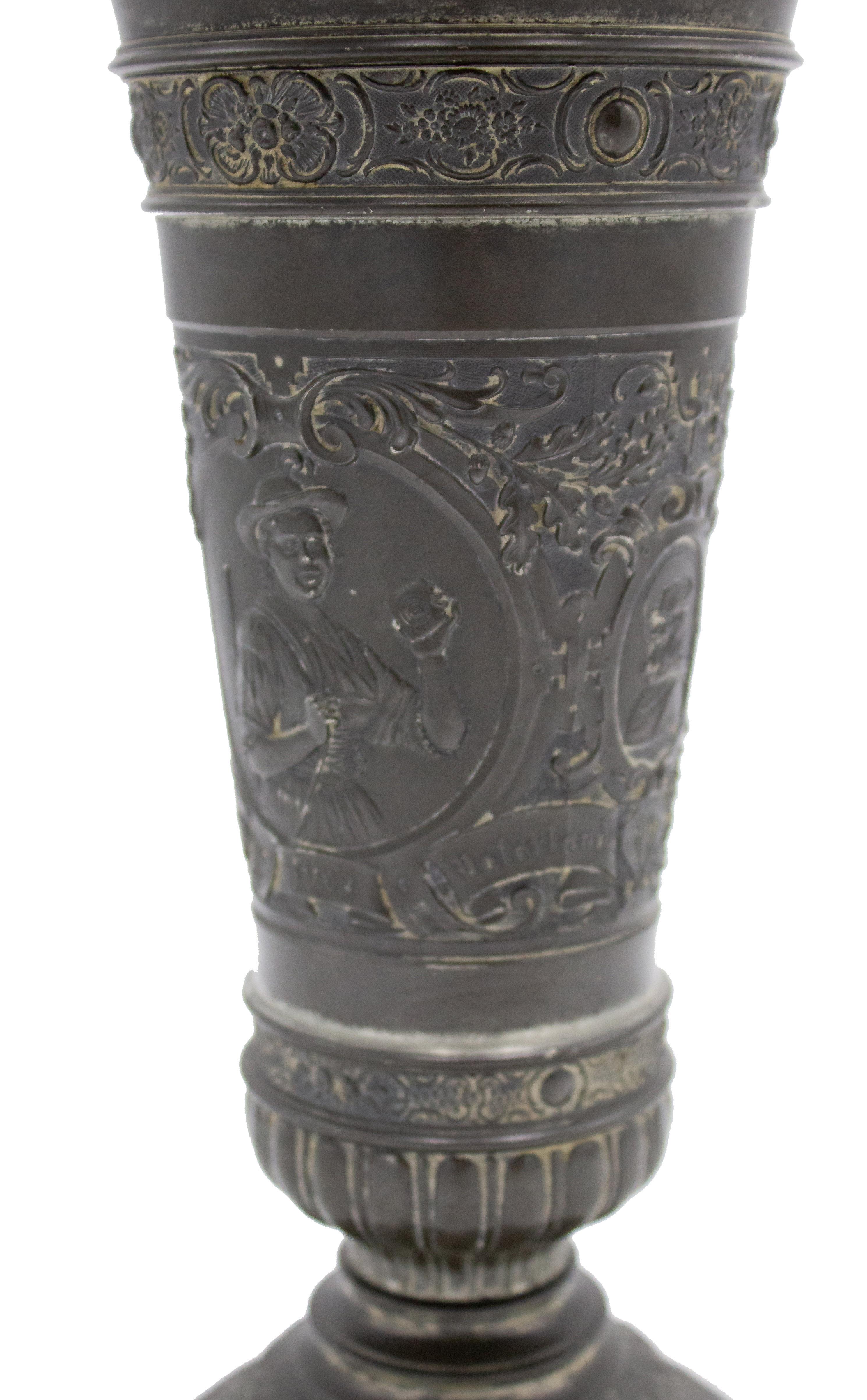 19th Century English Renaissance Style Pewter Chalice For Sale 1