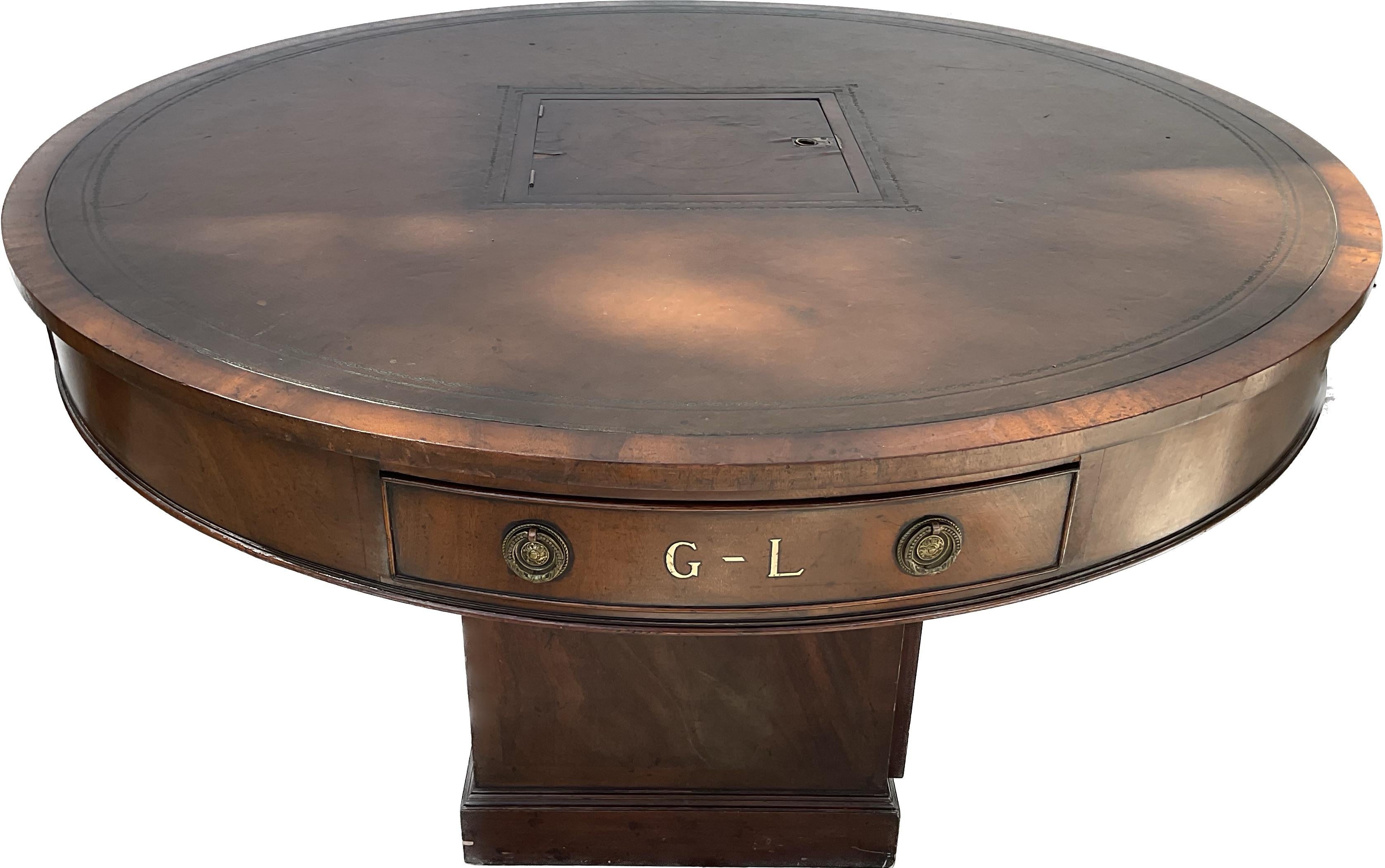 leather top drum table