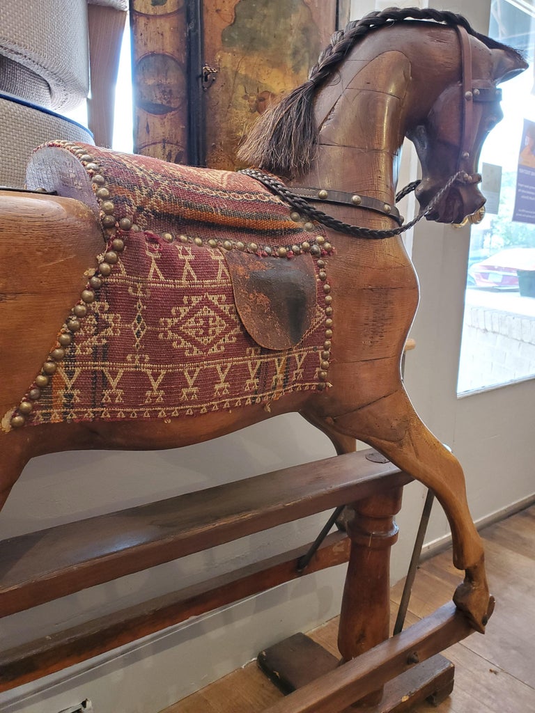 19th Century English Rocking Horse with Upholstered Saddle 1