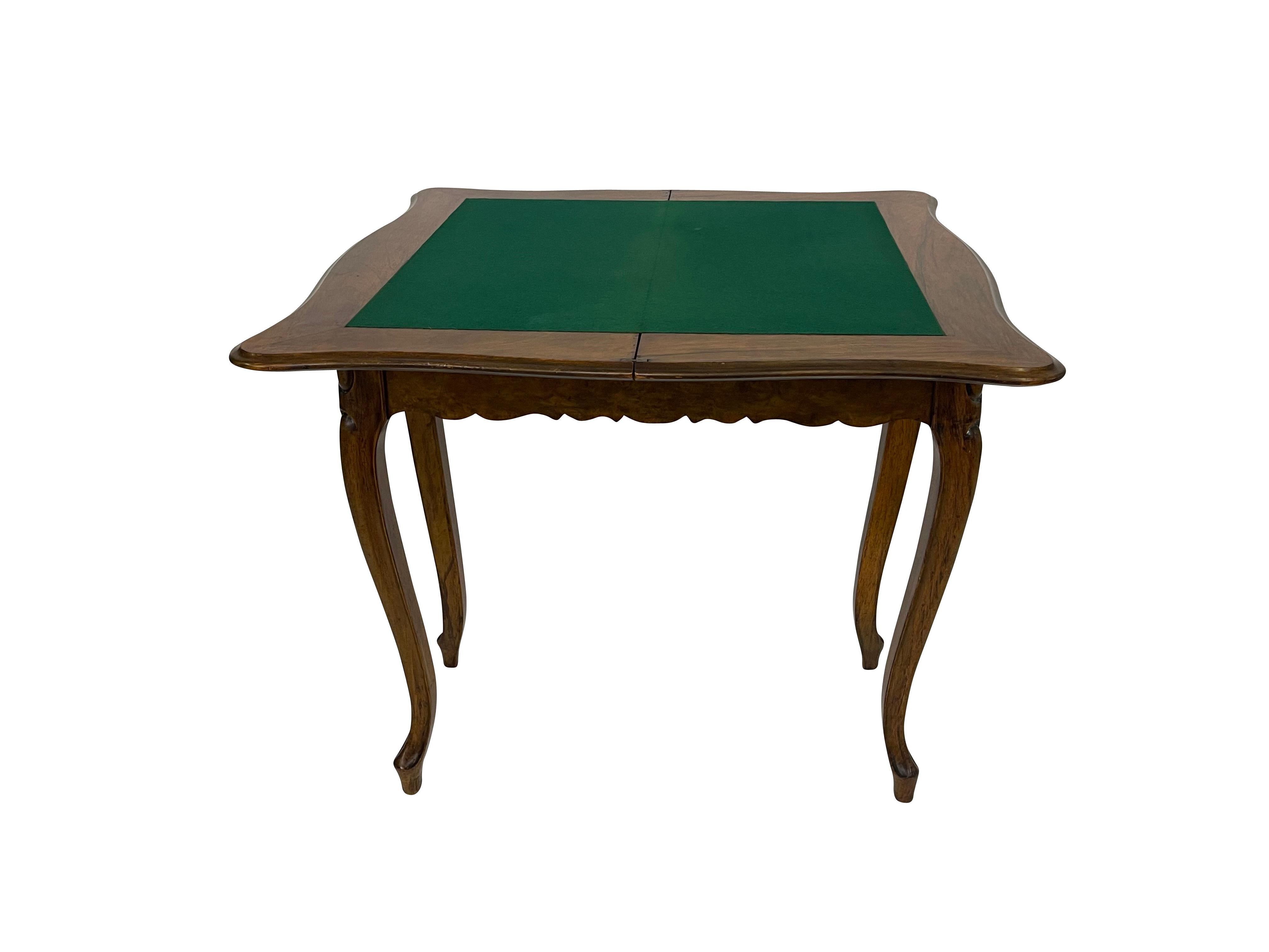 19th Century  English Rococo Revival Burl  Walnut Games Table  1