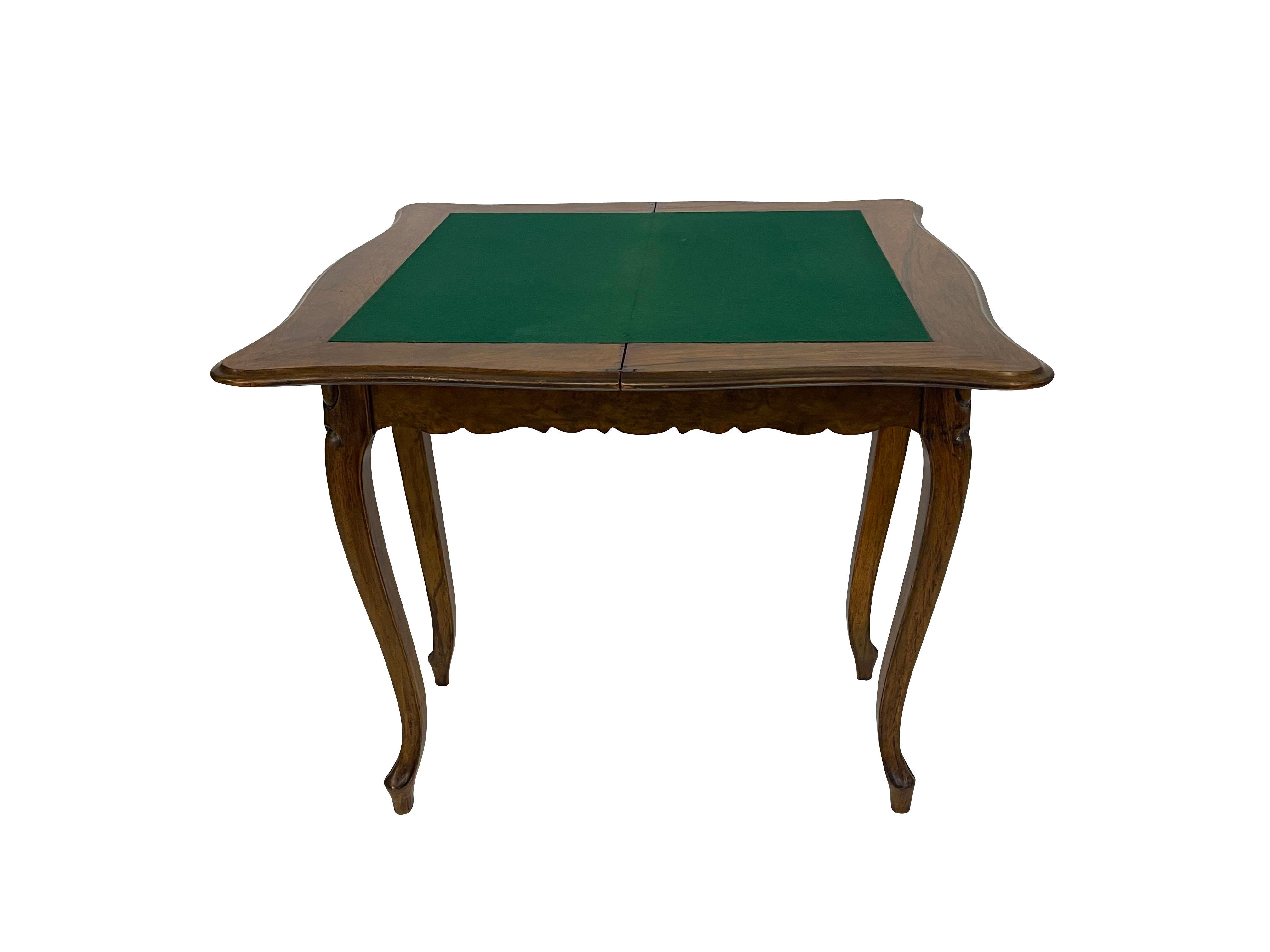 19th Century  English Rococo Revival Burl  Walnut Games Table  2