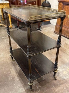 19th Century English Rosewood and Brass Trolley Table