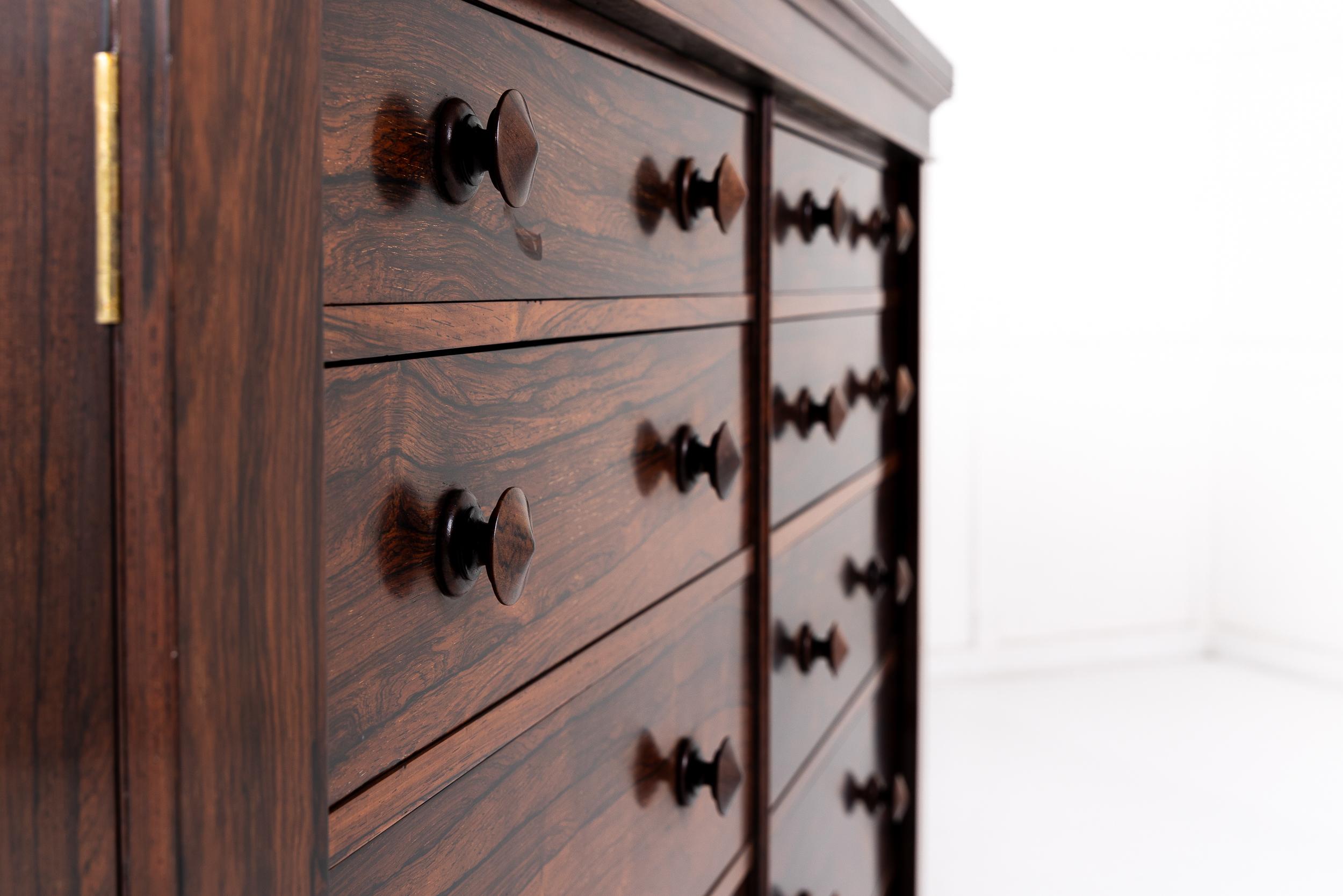 19th Century English Rosewood Bank of Drawers For Sale 3