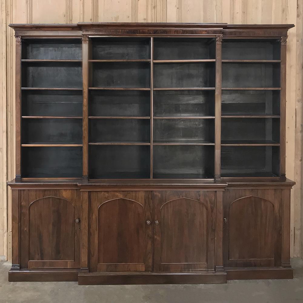 Neoclassical 19th Century English Rosewood Bookcase, Very Shallow