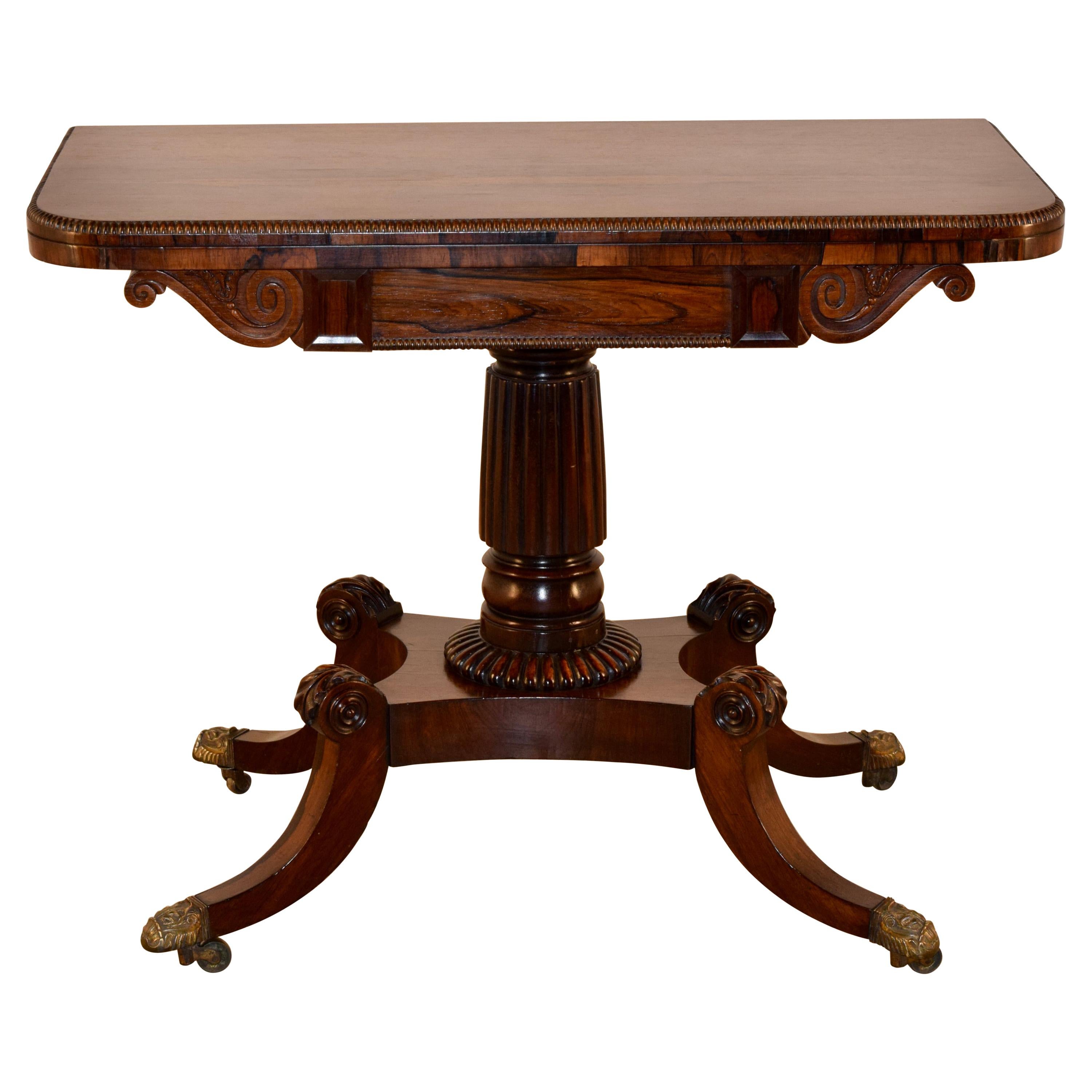 19th Century English Rosewood Game Table For Sale