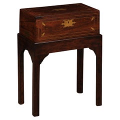 19th Century English Rosewood Lapdesk with Brass Detail, on Stand