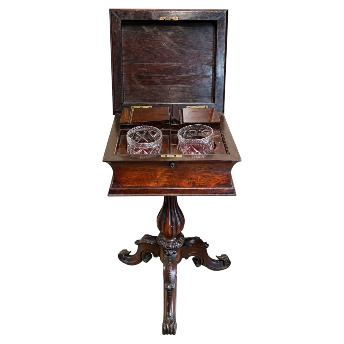 19th Century English Rosewood Teapoy Table For Sale