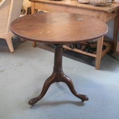 19th Century English Round Pedestal Table w/ Bronze Wheels