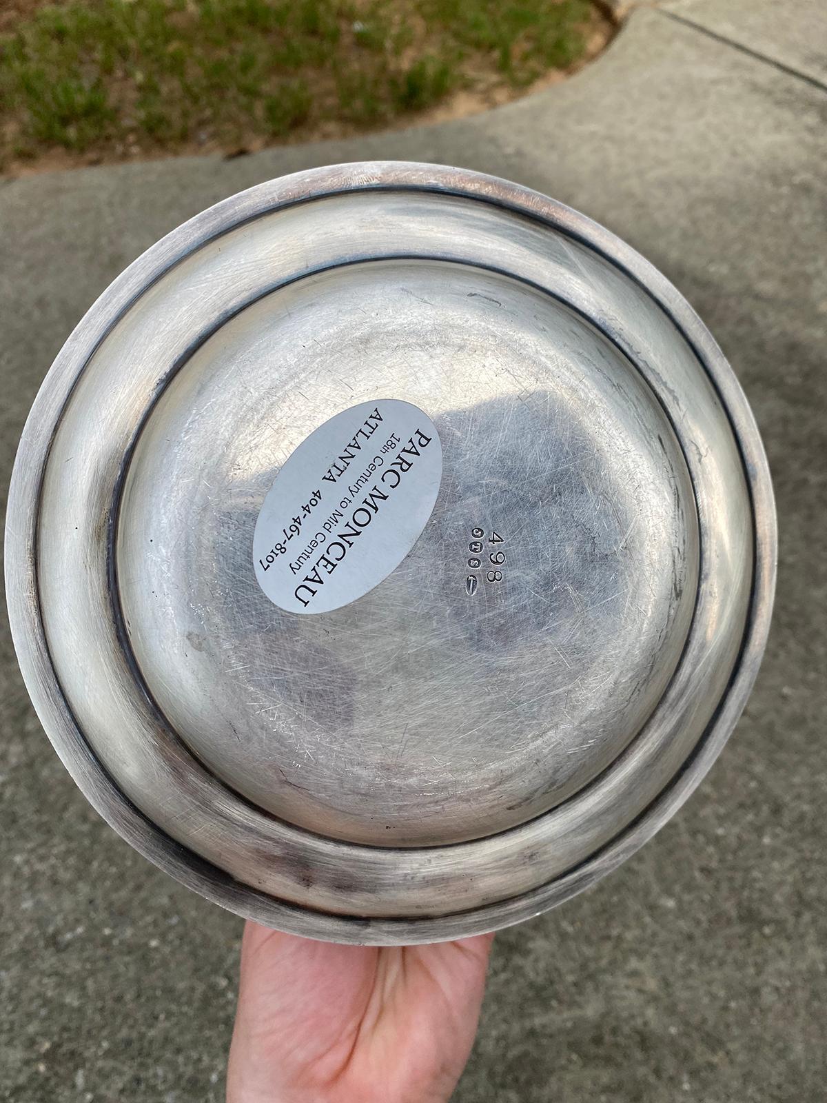 19th Century English Round Silvered Plated Biscuit Box, Artichoke Finial, Marked For Sale 9