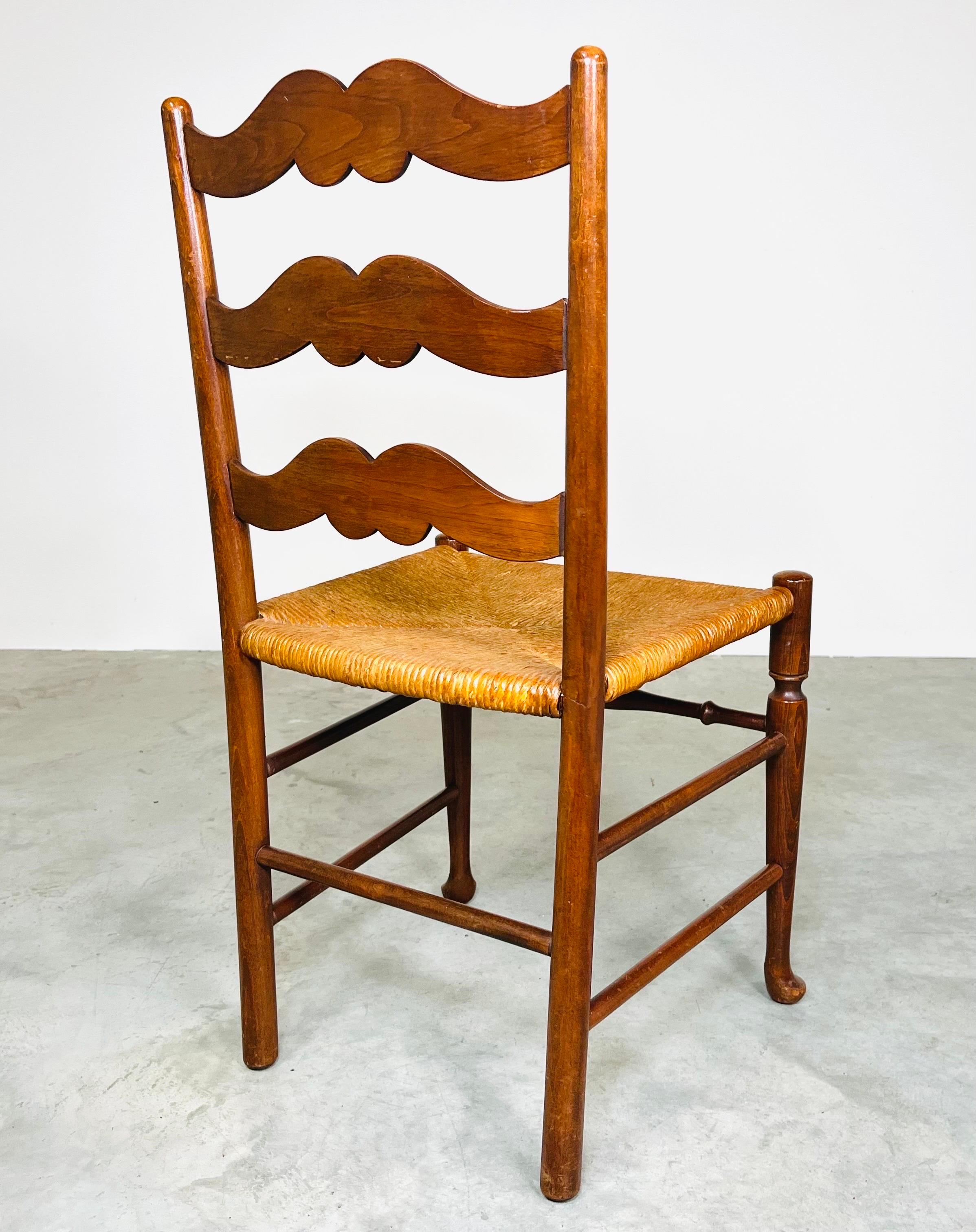 19th Century English Rush Seat Ladder Back Chair In Excellent Condition In Southampton, NJ
