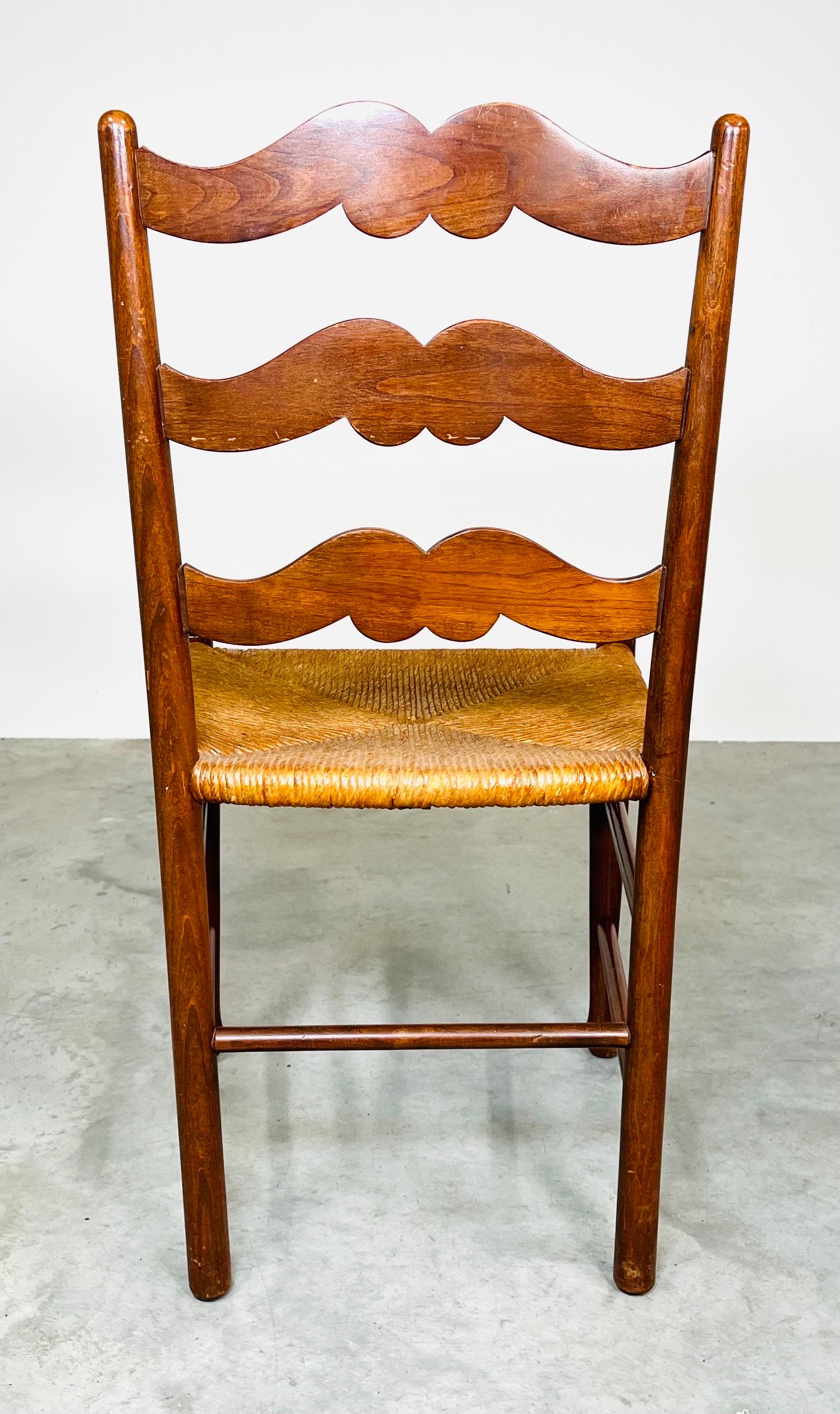 19th Century English Rush Seat Ladder Back Chair 1