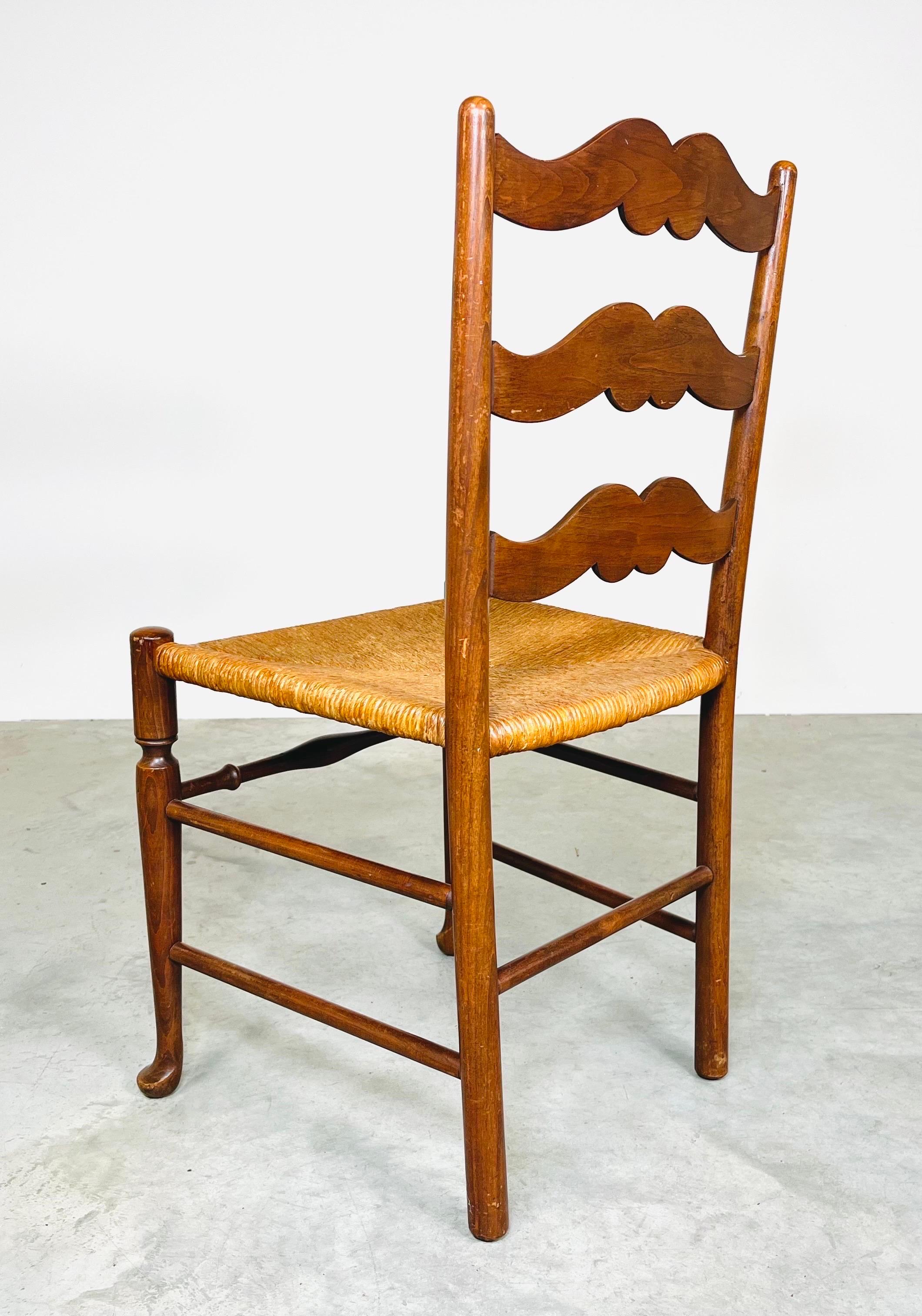 19th Century English Rush Seat Ladder Back Chair 2