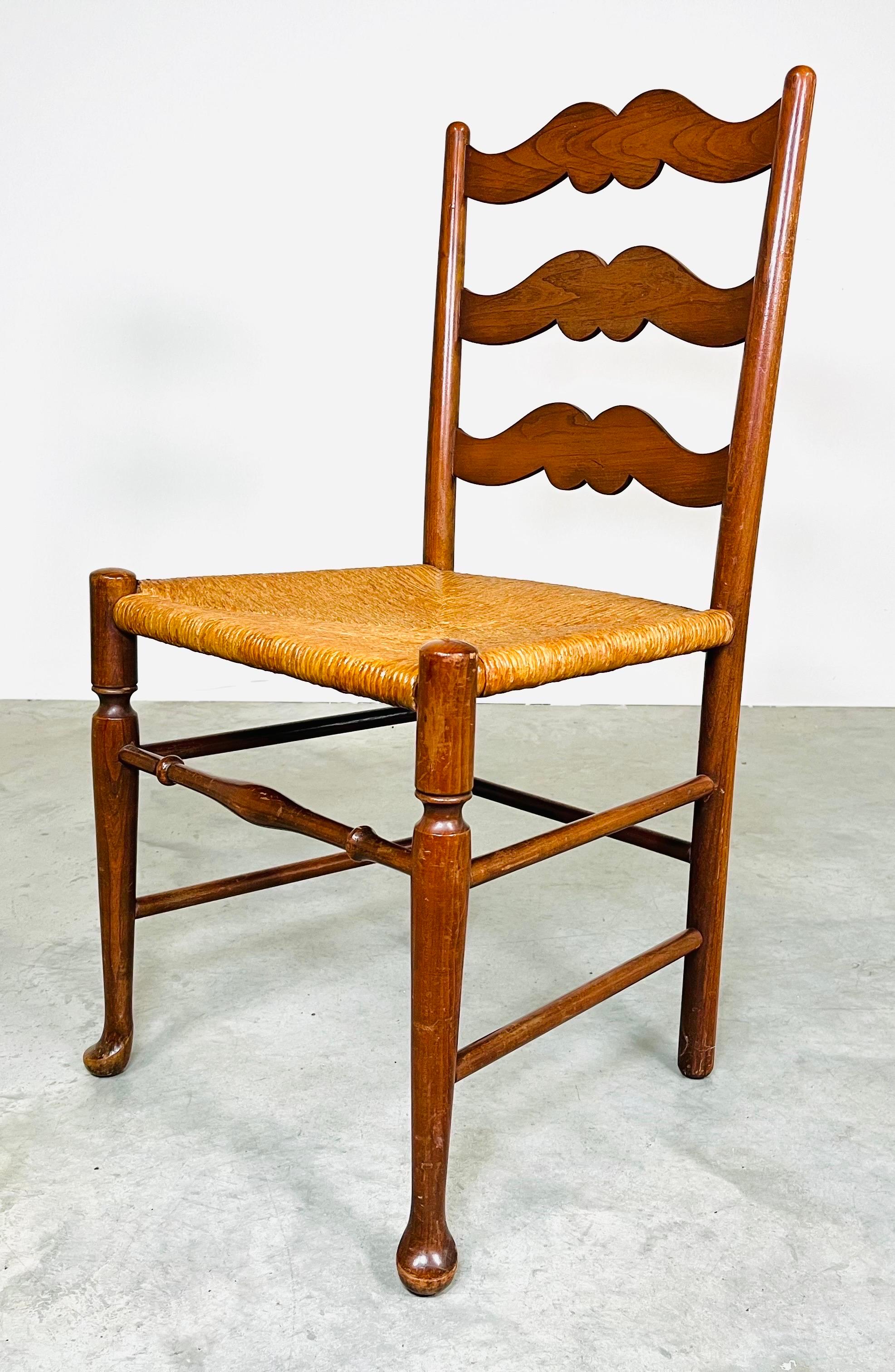 19th Century English Rush Seat Ladder Back Chair 3