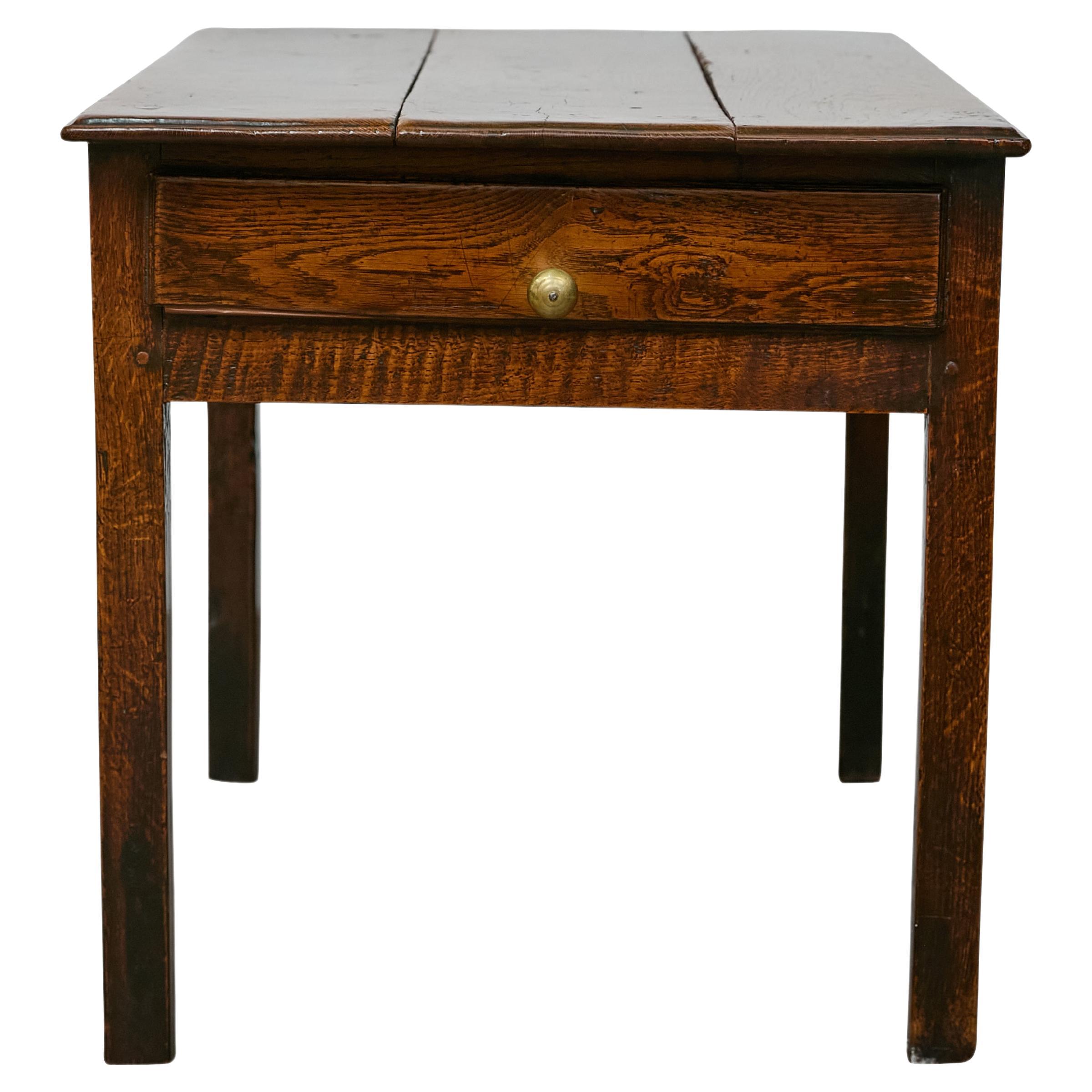Table d'appoint anglaise rustique du 19ème siècle avec plateau à plantes et un seul tiroir