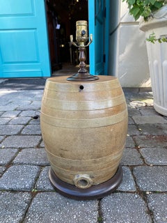 19th Century English Salt Glazed Barrel as Custom Lamp, Marked "3"