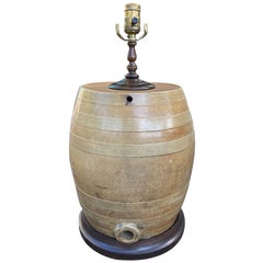 19th Century English Salt Glazed Barrel as Custom Lamp, Marked "3"