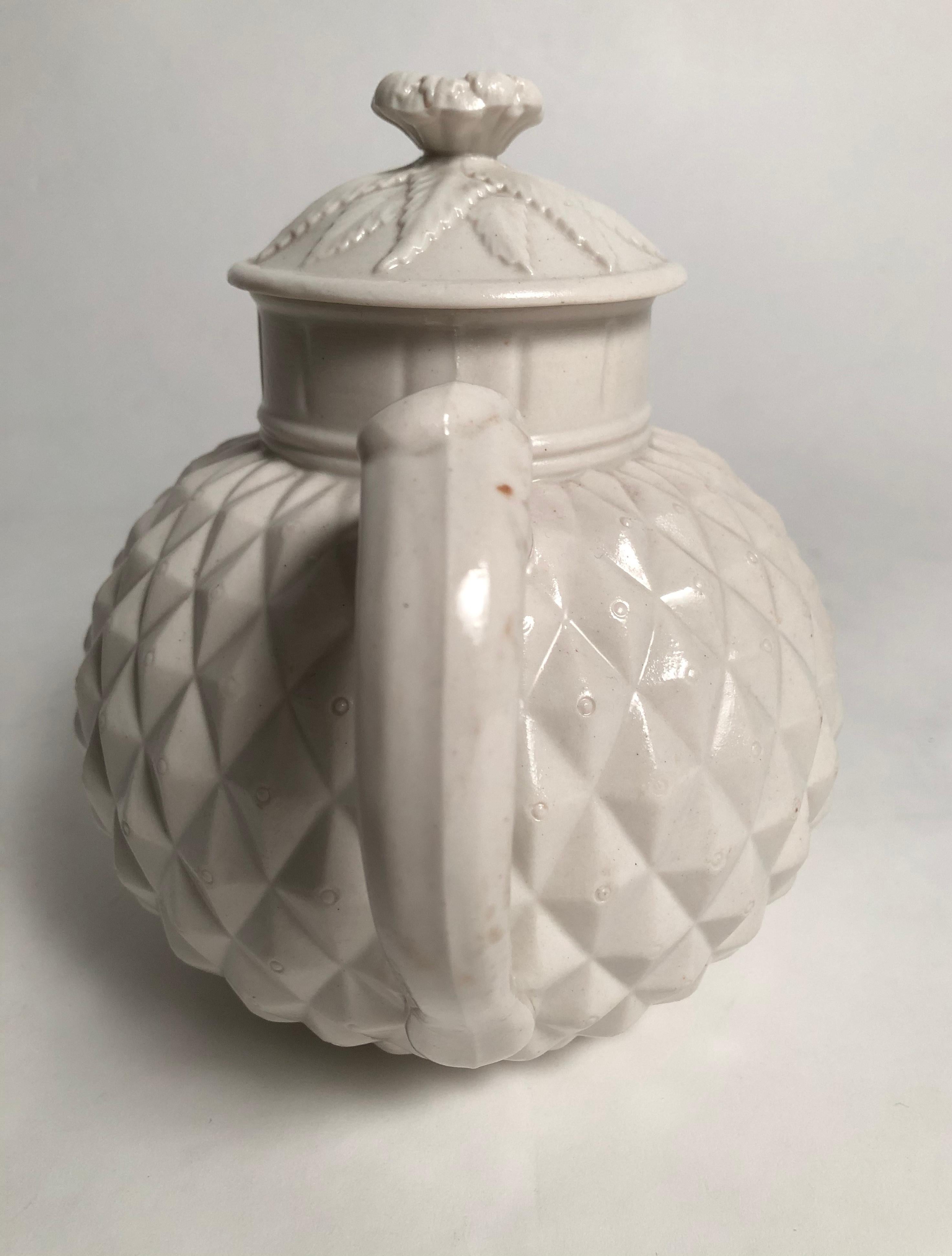 19th Century English Salt Glazed Stoneware Pineapple Form Teapot 1