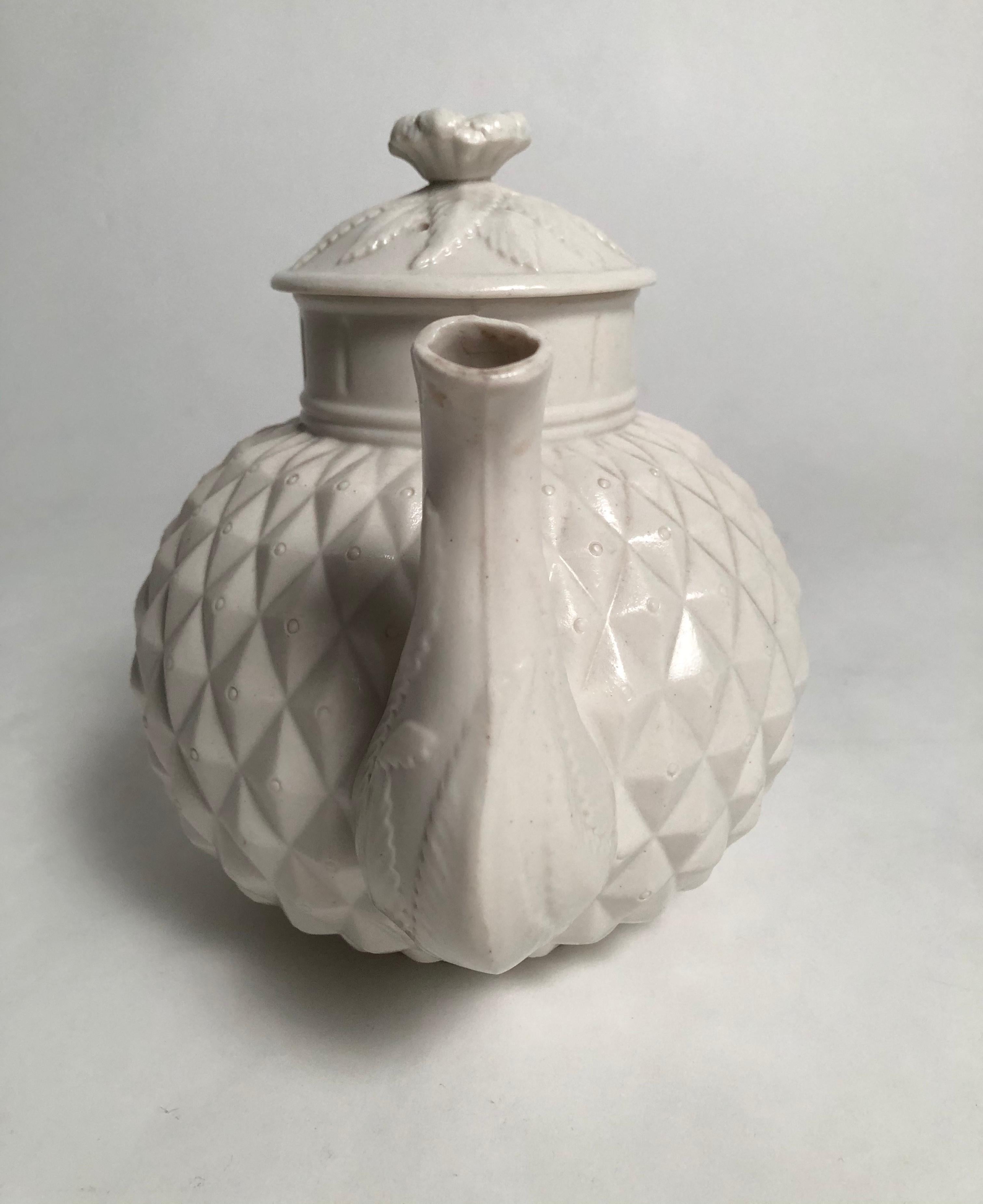 19th Century English Salt Glazed Stoneware Pineapple Form Teapot 2
