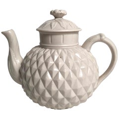 19th Century English Salt Glazed Stoneware Pineapple Form Teapot