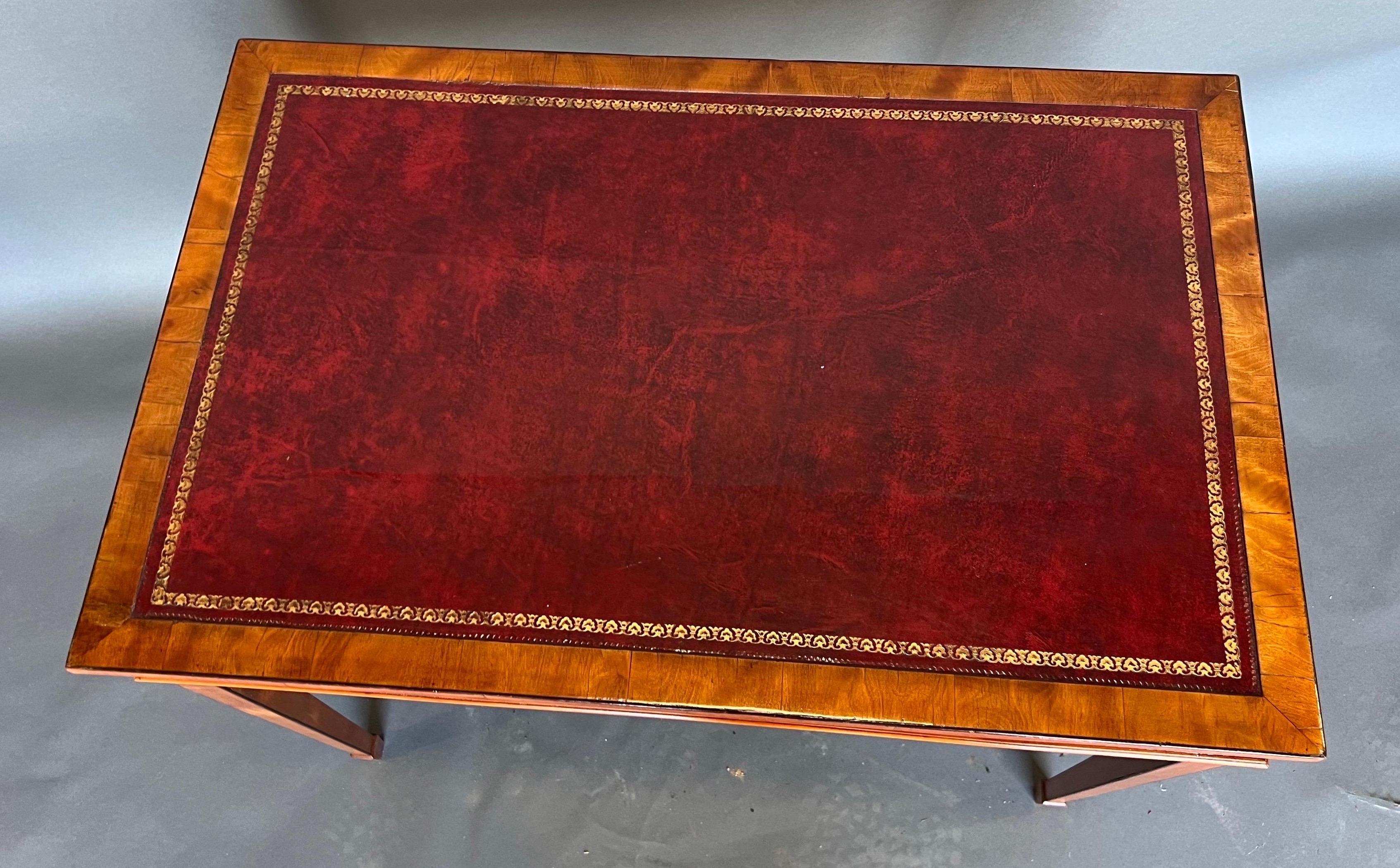 19th Century English Satinwood and Leather Table In Good Condition For Sale In Charleston, SC