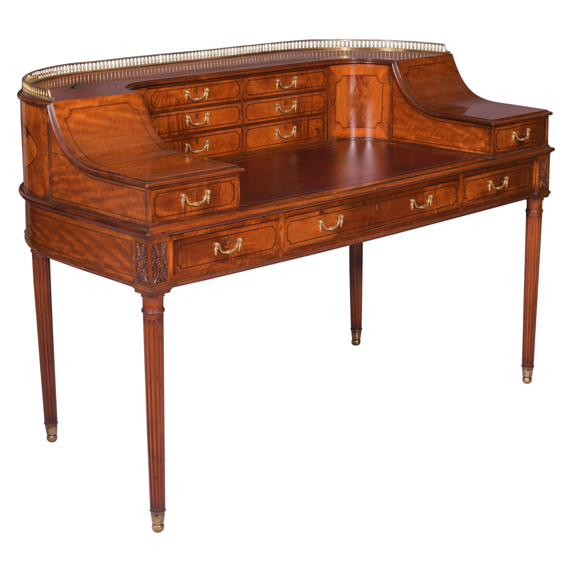 19th Century English Satinwood Carlton House Desk Attributed to Gillows