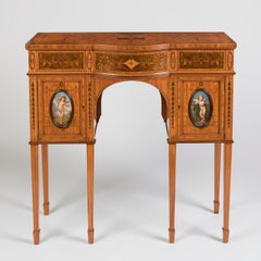 19th Century English Satinwood Console Table attributed to Wright & Mansfield