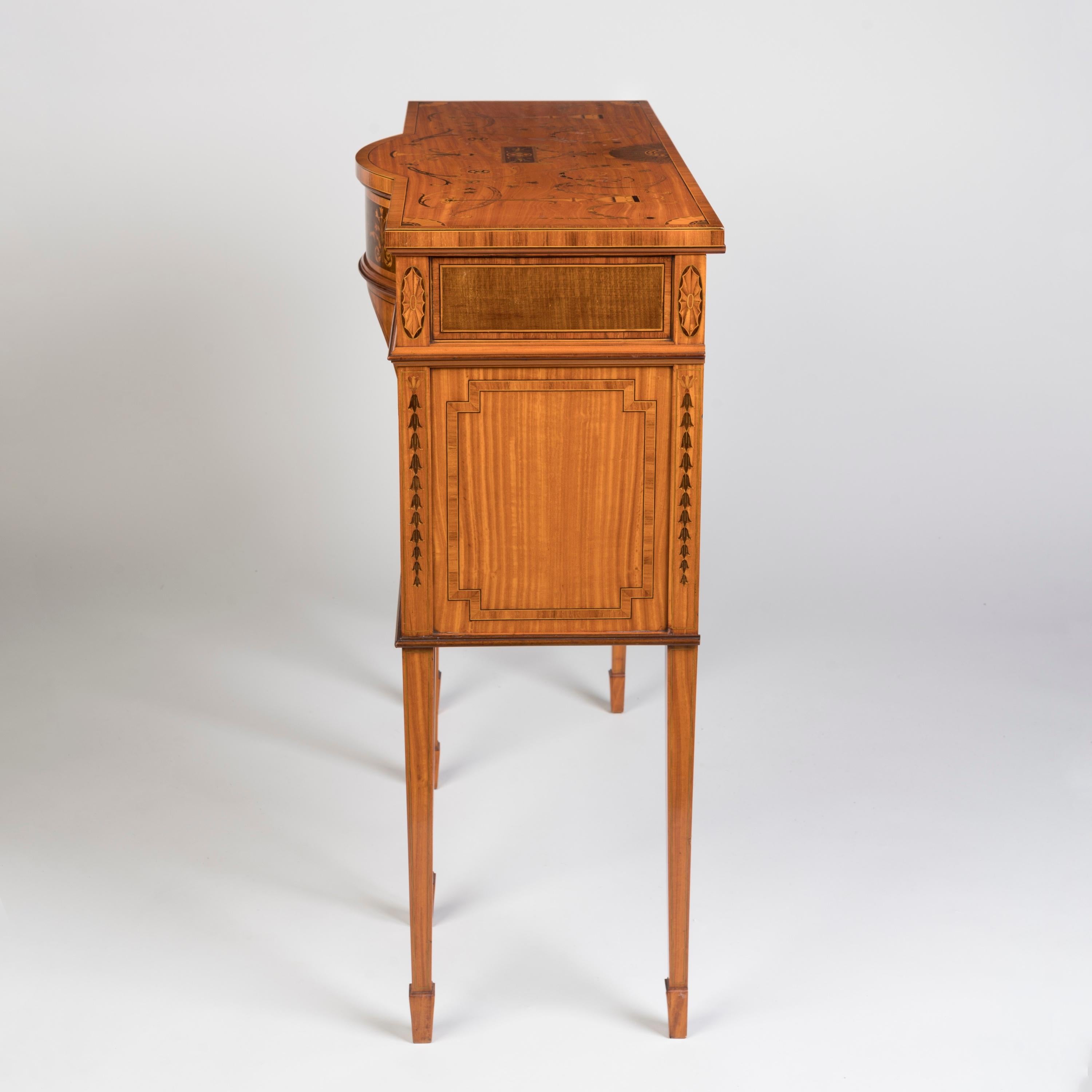 19th Century English Satinwood Console Table attributed to Wright & Mansfield For Sale 1