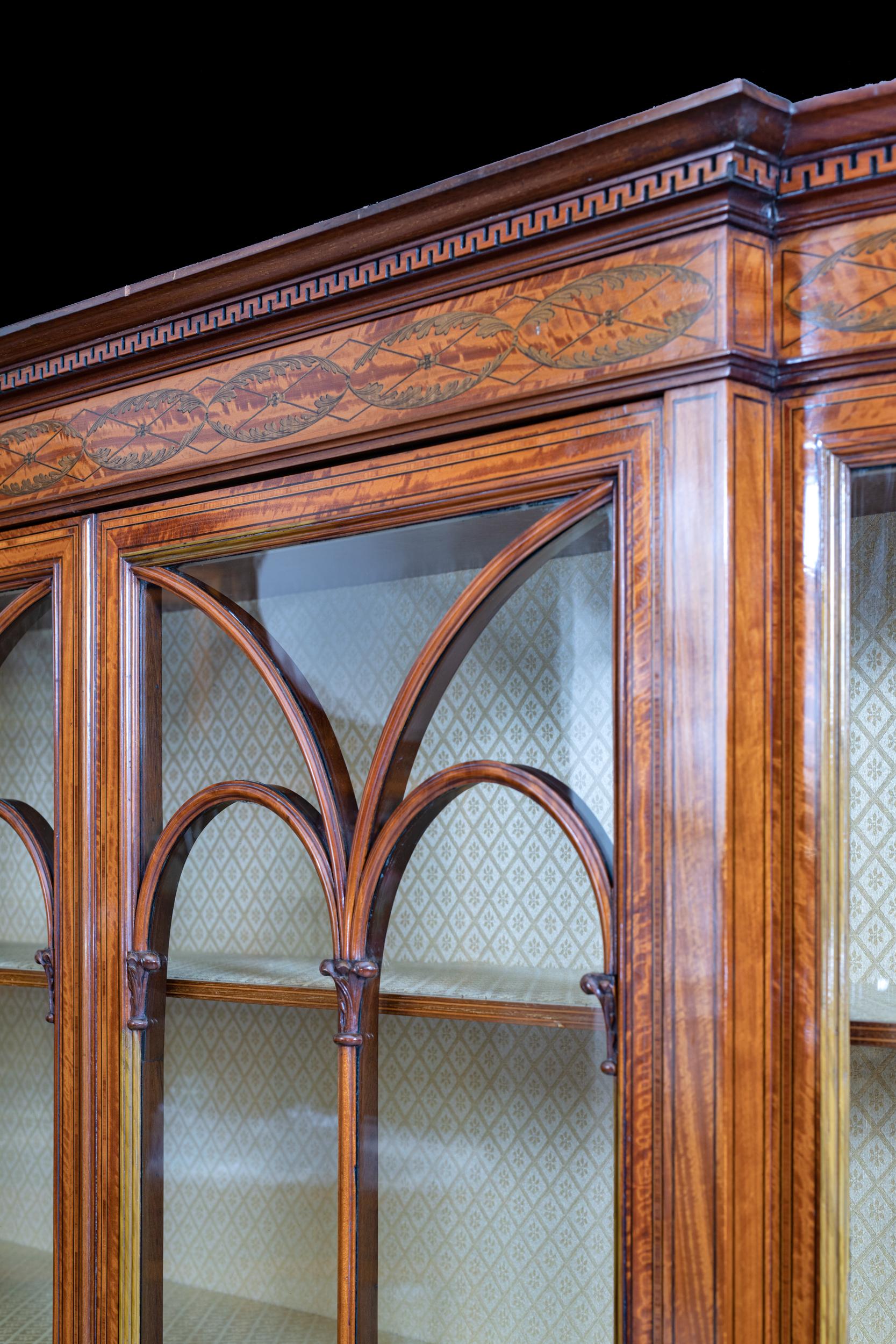 19th Century English Satinwood Display Cabinet Stamped Holland & Sons For Sale 6
