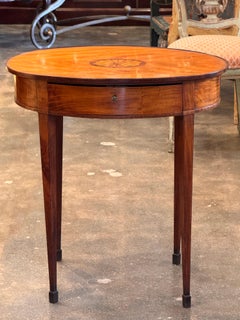 19th Century English Satinwood Table With Inlaid Fan Medallion