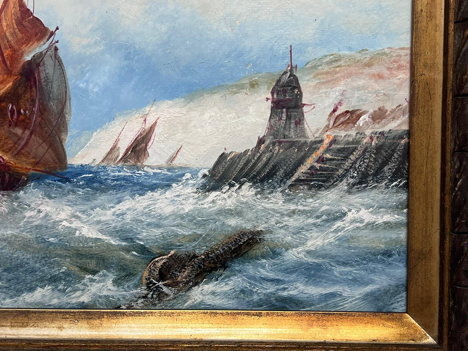 Shipping in Rough Seas
English School, late 19th century
oil on board, framed
framed: 17.5 x 25 inches
board: 12 x 20.5 inches
provenance: private collection, England
condition: very good and sound condition (frame is original but a little shabby,