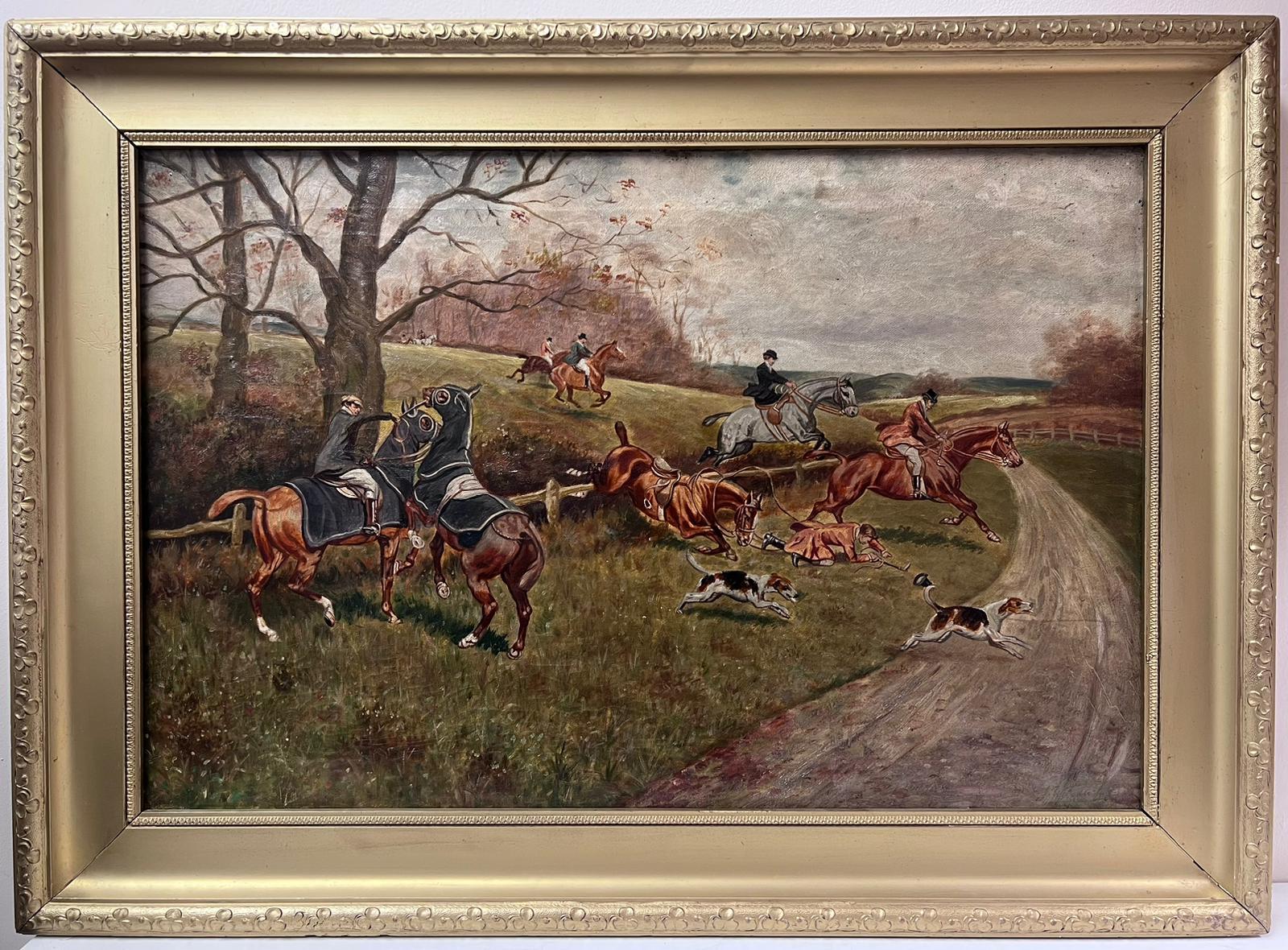 The Fox Hunt
English School (19th Century)
oil on canvas, framed
framed: 21 x 29 inches
canvas: 16 x 24 inches
provenance: private collection, England
condition: very good and sound condition, showing its age with some surface grime and age related