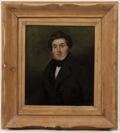 Portrait of a Young Gentleman English circa 1860's Period Framed Oil Painting 
