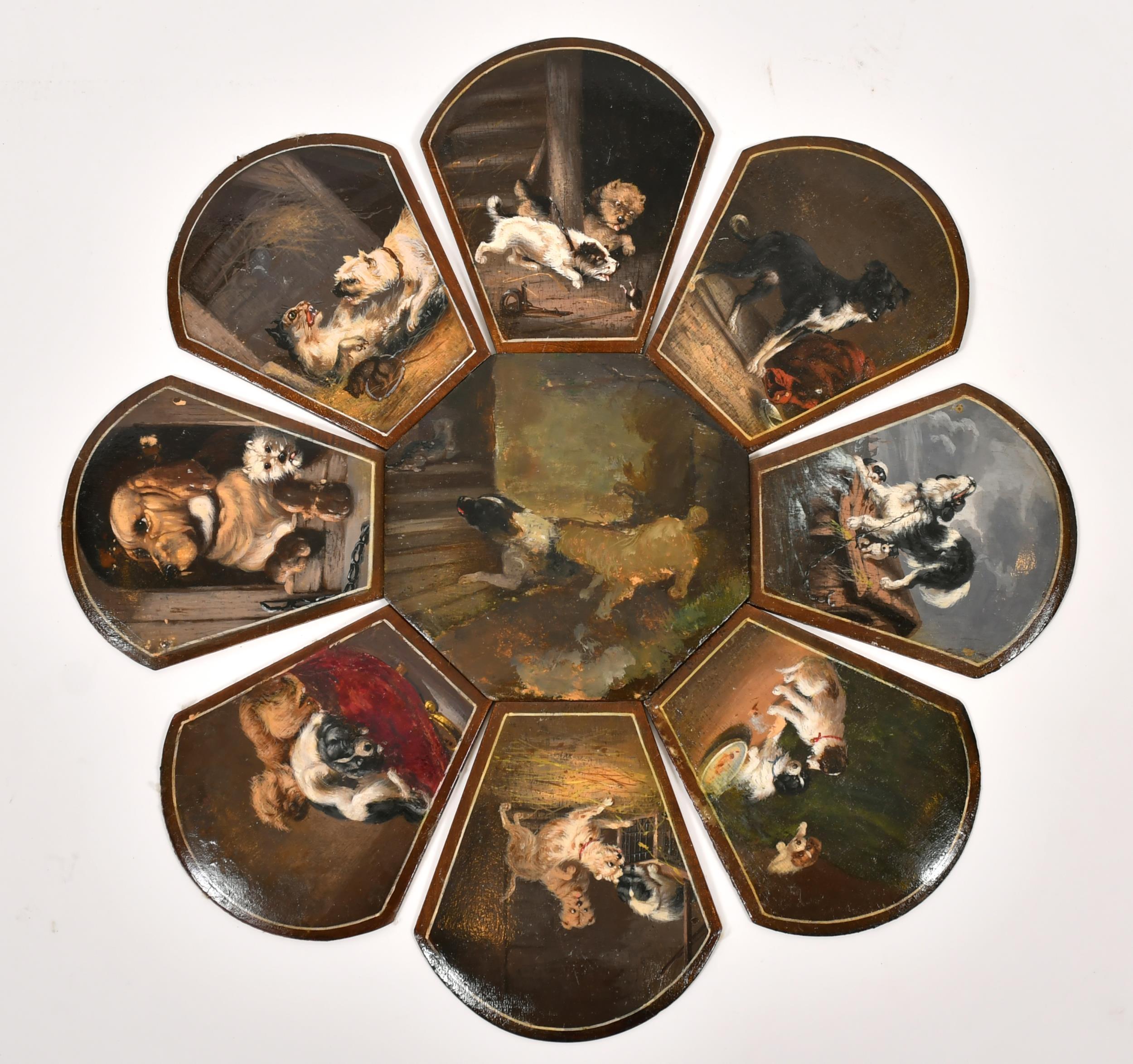 Animal Painting di 19th Century English School - Set di 9 dipinti antichi di cani inglesi Oli su pannello Varie razze Lavoro unico