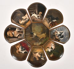 Ensemble de 9 peintures anciennes de chiens anglais Huiles sur panneau, œuvres uniques de Breeds