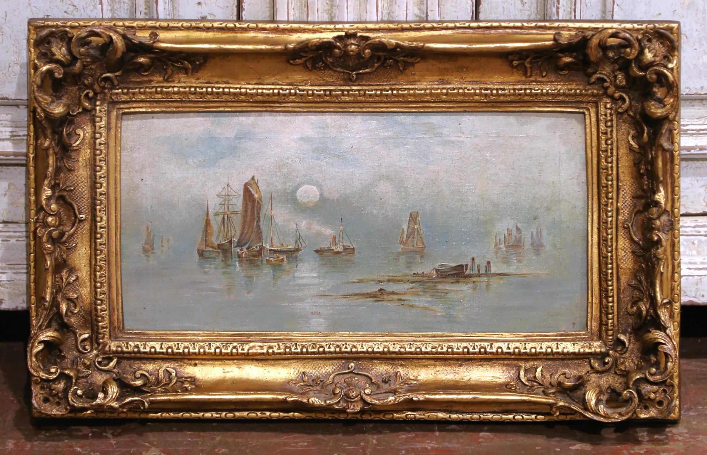 Maritime Ölgemälde der English School aus dem 19. Jahrhundert in vergoldeten Rahmen, Satz von drei Bildern im Angebot 8