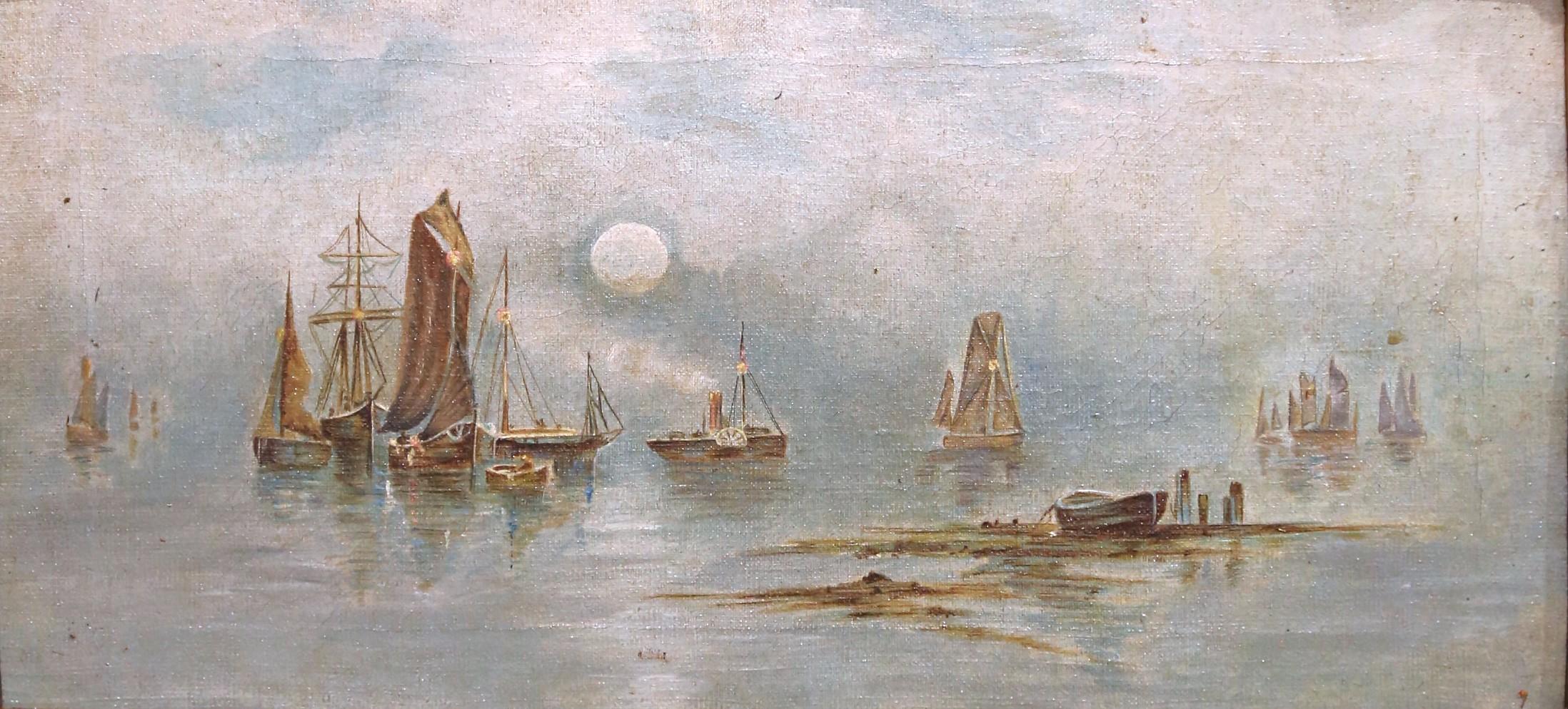 Maritime Ölgemälde der English School aus dem 19. Jahrhundert in vergoldeten Rahmen, Satz von drei Bildern im Angebot 9