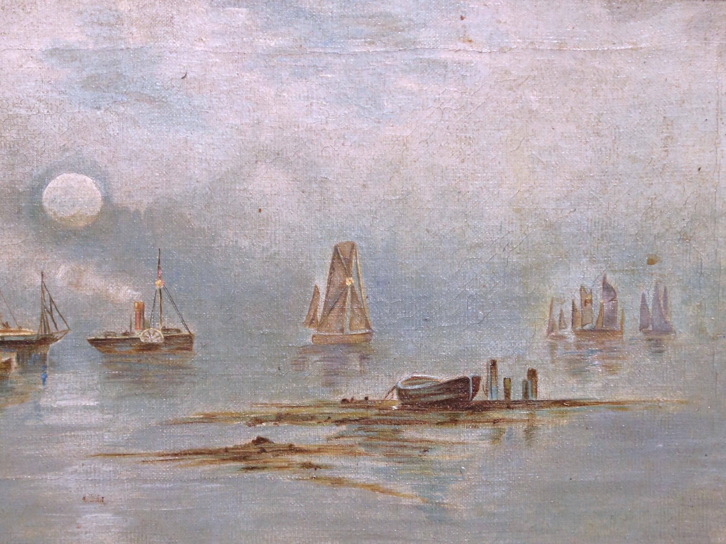 Maritime Ölgemälde der English School aus dem 19. Jahrhundert in vergoldeten Rahmen, Satz von drei Bildern im Angebot 11