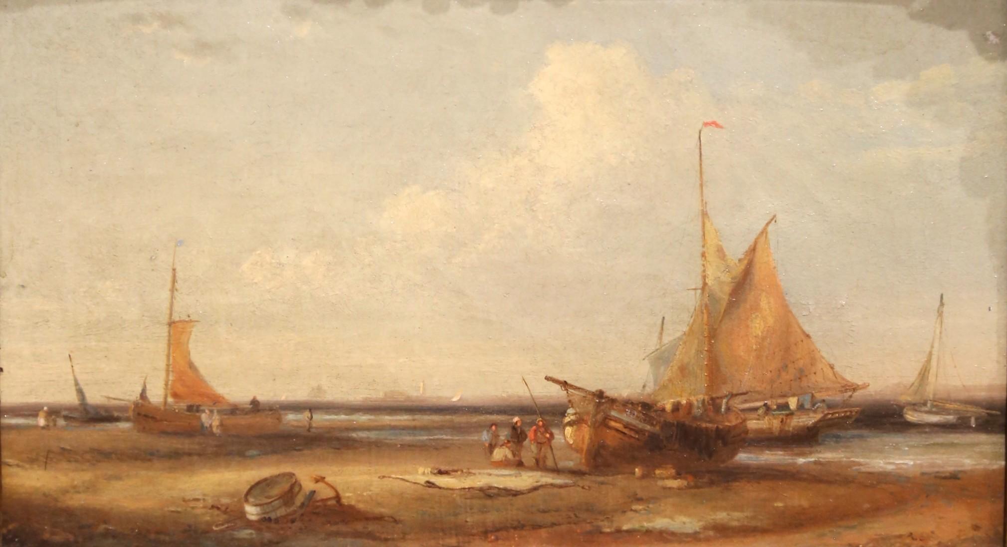 Maritime Ölgemälde der English School aus dem 19. Jahrhundert in vergoldeten Rahmen, Satz von drei Bildern im Zustand „Hervorragend“ im Angebot in Dallas, TX