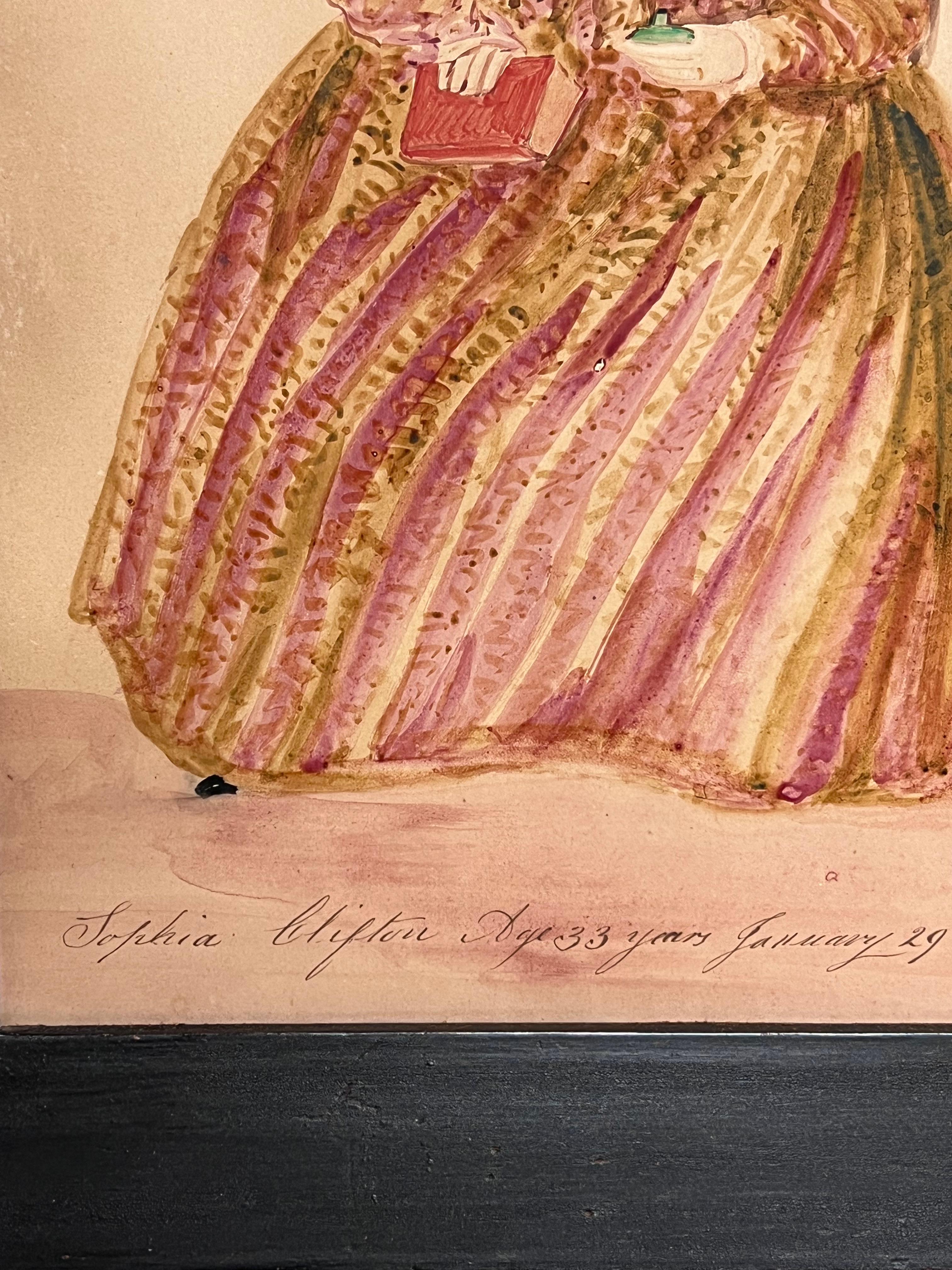1840's English Watercolor Portrait of a Young Mother Titled Inscribed & Dated For Sale 5