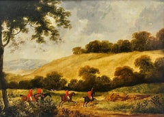 1850’s English Fox Hunting Classic Countryside Scene Huntsman on Horseback 