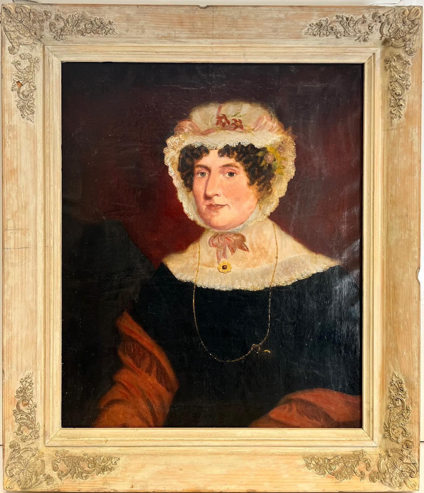 19th Century English School Portrait Painting - 1870’s Victorian English Portrait of Country House Lady Large Oil on Canvas