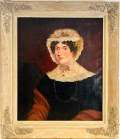 1870’s Victorian English Portrait of Country House Lady Large Oil on Canvas