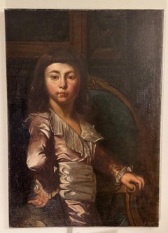 Ritratto inglese del XIX secolo di un ragazzo in costume da cavaliere