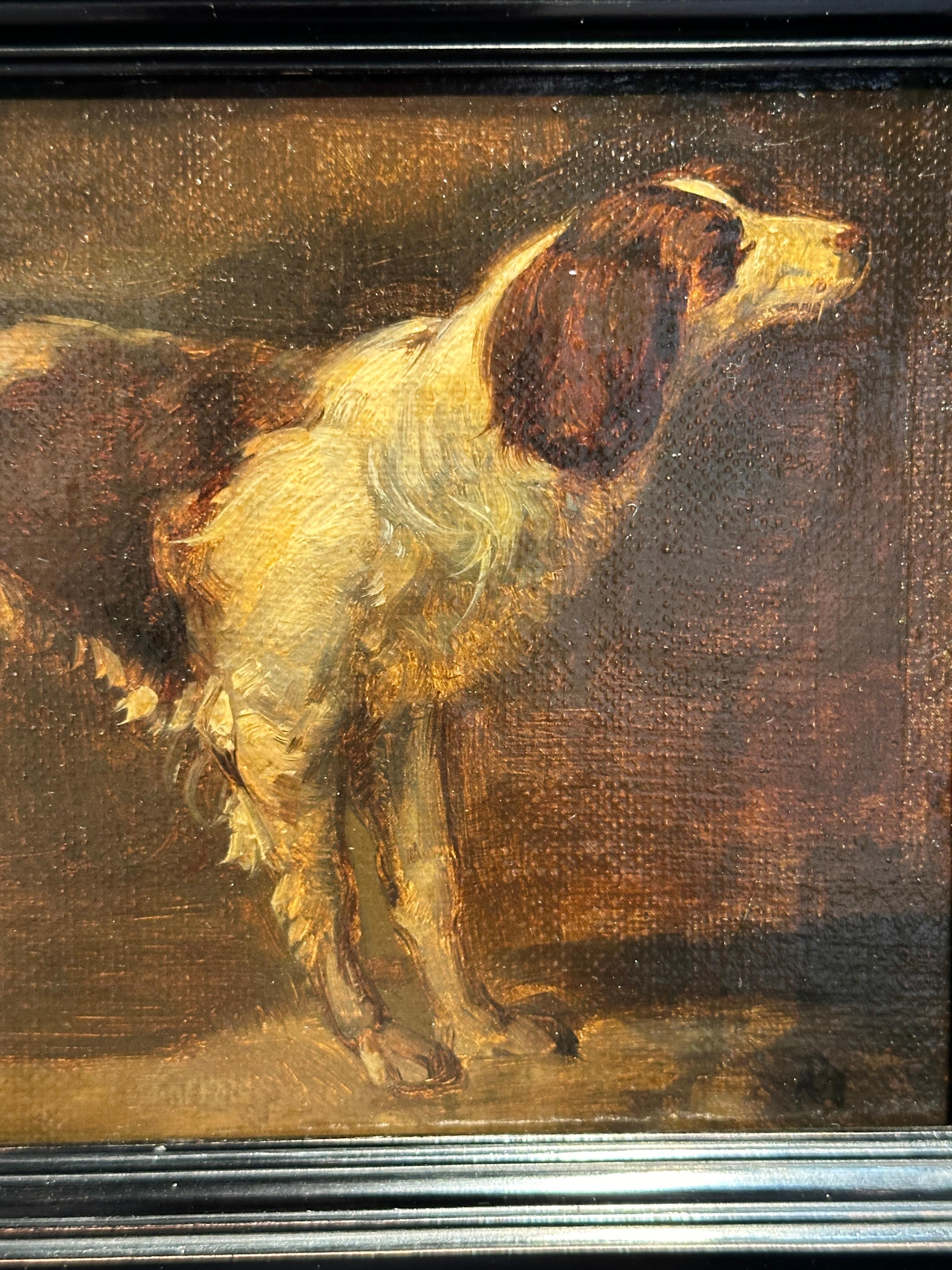19th century portrait of a gun dog - Brown Animal Painting by 19th Century English School